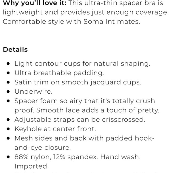 SOMA Lightest Lift Perfect Coverage in Mocha Taupe Underwire Bra Sz 34DD NEW - Picture 4 of 16